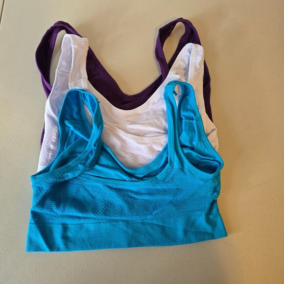 Unbranded Sports Bra Set of 3 Women's XS Purple White Blue NWOT - Picture 9 of 15